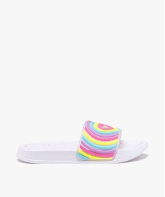 GEMO Mules de piscine fille avec bandeau à reliefs fluo fantaisie Multicolore