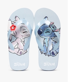 GEMO Tongs fille avec brides unies et patch fantaisie Lilo et Stitch - Disney bleu standard