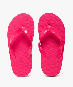 GEMO Tongs fille unies à brides souples vernies rose vif