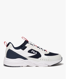 GEMO Baskets homme dessus en mesh et à lacets style running - Fila Blanc