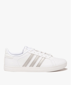 GEMO Baskets femme à lacets et à bandes contrastantes brillantes - Adidas Blanc