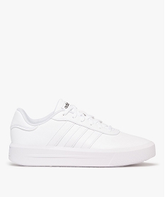 GEMO Baskets femme à semelle plateforme et à bandes brillantes - Adidas Blanc