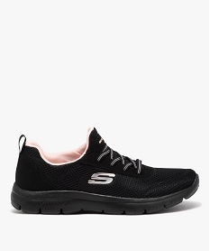 GEMO Baskets femme unies en mesh et à lacets élastiques - Skechers Noir