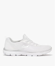 GEMO Baskets femme unies en mesh et à lacets élastiques - Skechers Blanc