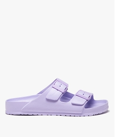 GEMO Mules de piscine femme unies avec brides à boucle Violet