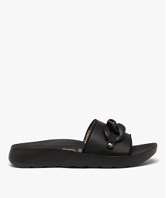 GEMO Mules de piscine femme unies avec chaîne fantaisie - Inblu Noir