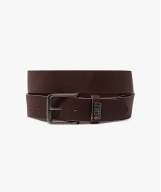 GEMO Ceinture en cuir à grosse boucle en métal vieilli homme marron standard