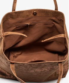 sac cabas metallise grand format femme brunJ672601_3
