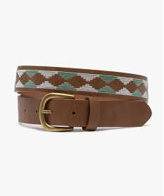 GEMO Ceinture brodée avec boucle métallique femme marron vif