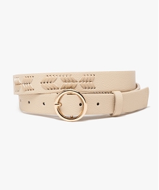 GEMO Ceinture grainée à tresses et boucle ronde femme Beige