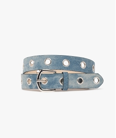 GEMO Ceinture look jean ajourée avec œillets métalliques femme Bleu