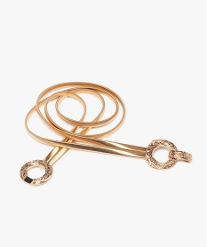 GEMO Ceinture à brides métalliques extensibles et anneaux fantaisie femme Jaune
