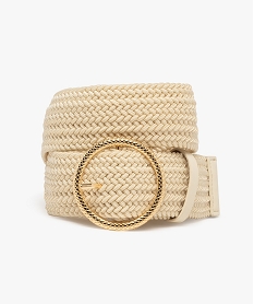 GEMO Ceinture tressée élastique avec grosse boucle ronde femme beige standard