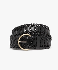 GEMO Ceinture tressée avec boucle ronde en métal femme noir standard