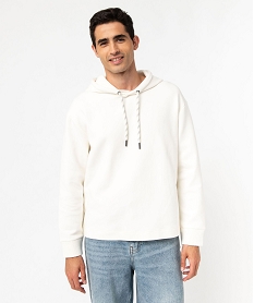 GEMO Sweat à capuche en jersey uni homme blanc standard