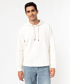 GEMO Sweat à capuche en jersey uni homme Blanc