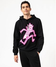 GEMO Sweat à capuche imprimé néon homme -  Rick & Morty noir standard
