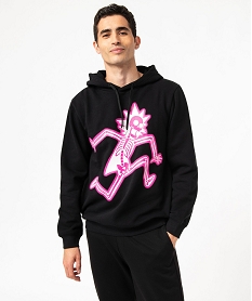 GEMO Sweat à capuche imprimé néon homme -  Rick & Morty Noir