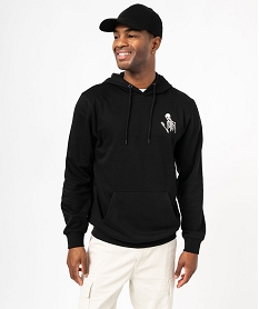GEMO Sweat à capuche en molleton à motif homme noir standard