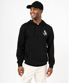 sweat a capuche en molleton a motif homme noirJ678001_1