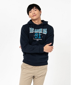 GEMO Sweat à capuche avec inscription Los Angeles homme Bleu