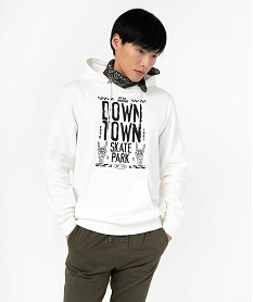GEMO Sweat à capuche imprimé homme blanc standard
