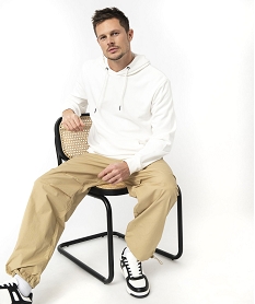 GEMO Sweat à capuche non molletonné homme blanc vif