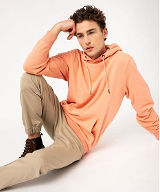 GEMO Sweat à capuche non molletonné homme orange standard