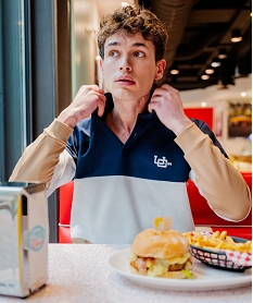 GEMO Sweat à col polo tricolore homme - Camps United Bleu