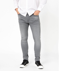 GEMO Jean homme skinny taille haute en coton stretch gris standard