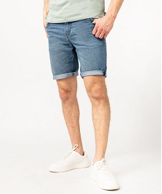 GEMO Bermuda en jean homme fin et souple Gris