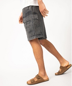 GEMO Bermuda en jean cargo homme Gris