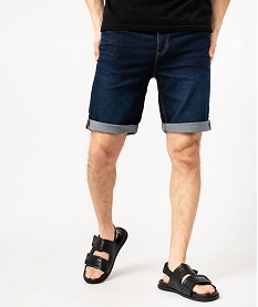 GEMO Bermuda en jean stretch coupe droite homme Bleu