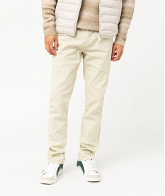 GEMO Pantalon homme straight uni en coton stretch Beige