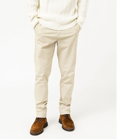 GEMO Pantalon chino en stretch coupe slim homme Beige