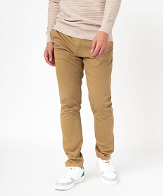 pantalon chino en coton stretch coupe slim homme beigeJ684901_1