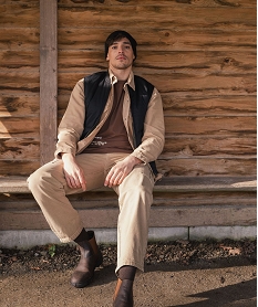 GEMO Pantalon cargo en coton homme beige standard