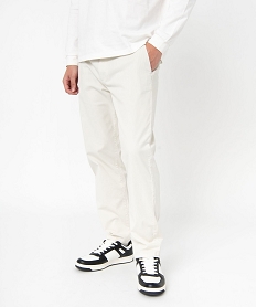 GEMO Pantalon ample en coton et lin homme blanc chine
