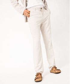 pantalon chino ou de costume en lin souple homme beigeJ685801_1