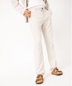 GEMO Pantalon chino ou de costume en lin souple homme beige standard