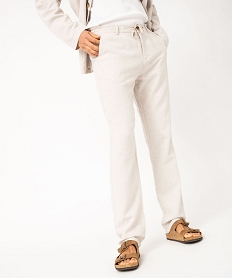 GEMO Pantalon chino ou de costume en lin souple homme Beige