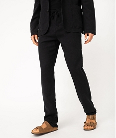 pantalon chino ou de costume en lin souple homme noirJ685901_2