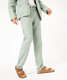 GEMO Pantalon chino ou de costume en lin souple homme Vert