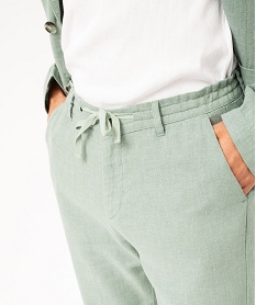 pantalon chino ou de costume en lin souple homme vert pantalonsJ686001_2