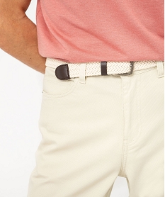 pantalon 5 poches en coton stretch texture avec ceinture tressee homme blancJ686301_2