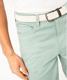 pantalon 5 poches en coton stretch texture avec ceinture tressee homme vert pantalonsJ686401_2