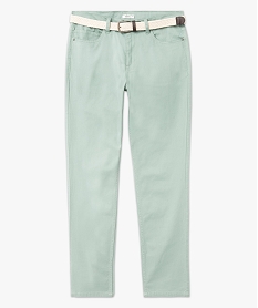 pantalon 5 poches en coton stretch texture avec ceinture tressee homme vert pantalonsJ686401_4