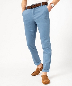 GEMO Pantalon chino en stretch coupe slim homme Bleu
