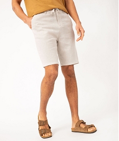 bermuda en lin melange coupe droite homme beige shorts et bermudasJ687401_1