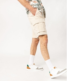 GEMO Bermuda cargo en coton stretch à taille élastiquée homme beige standard